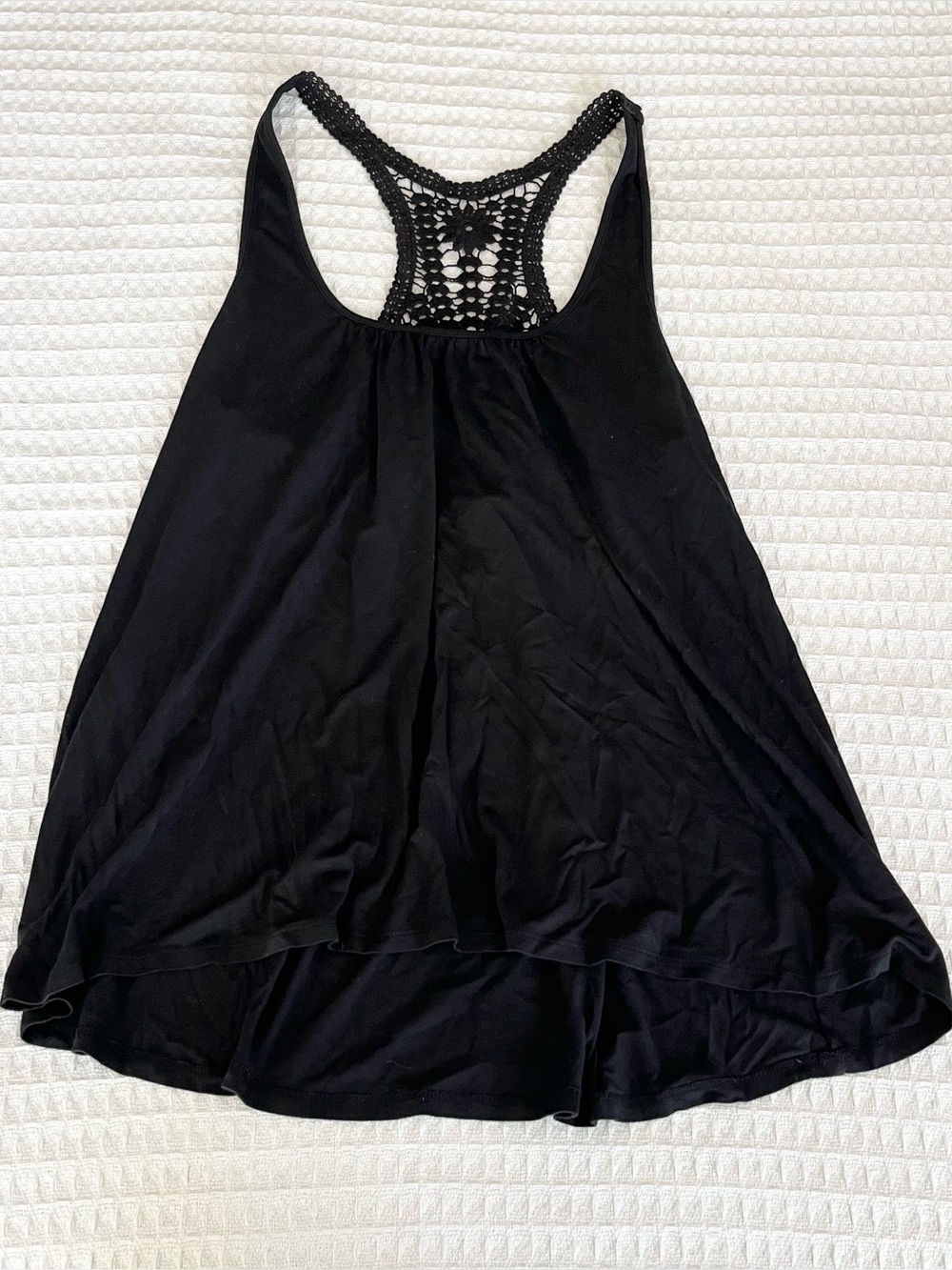 Moda International Black Crochet Racerback High-Low Tank Small